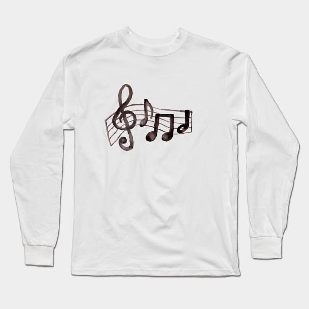 Watercolor Music Notes Long Sleeve T-Shirt by Harpleydesign
